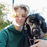 Sam Storm och med sin hund Ellen