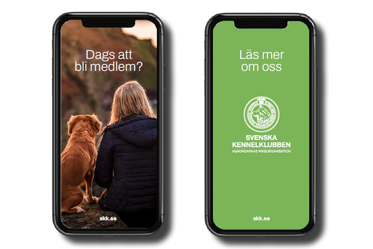 En mobiltelefon visar en annons