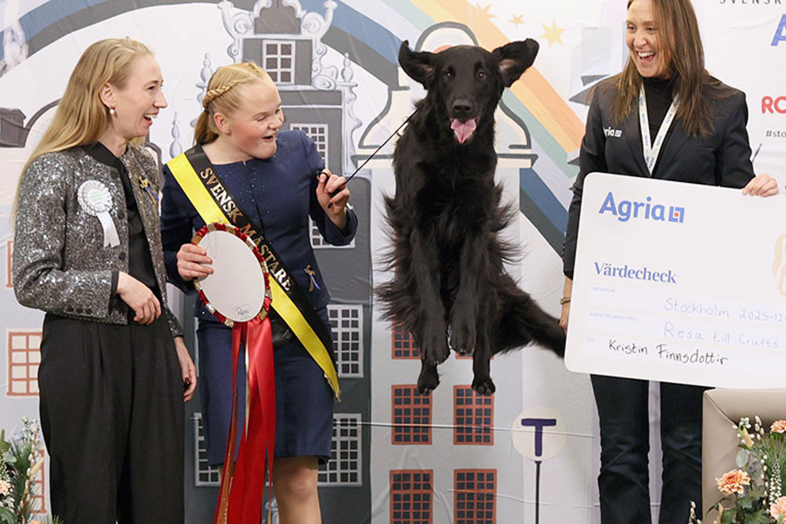 Gabriella Borssén efter vinsten på Stockholm Hundmässa 2025