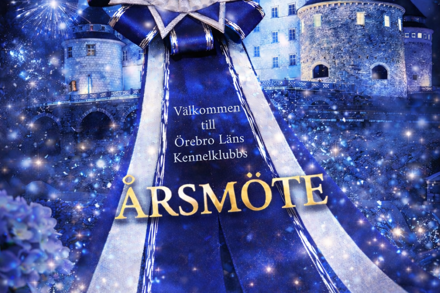 Bild med inbjudan till ÖLKKs årsmöte - slott och rosett